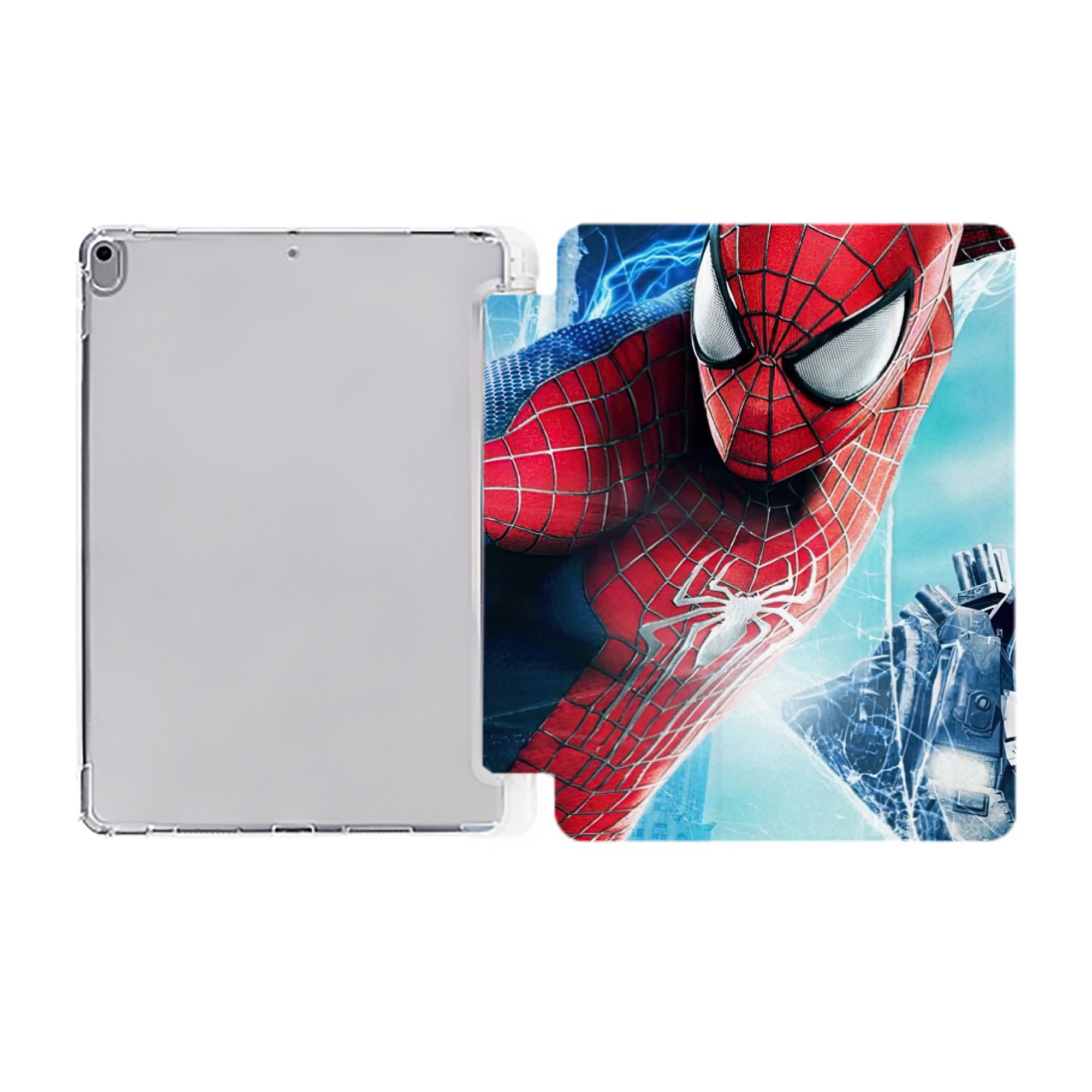 （画像用） Spider Man スパイダーマン IPad ケース ペン収納付き 三つ折りスタンド PUレザー×シリコン 対応機種9.5/10.5/10.9インチ